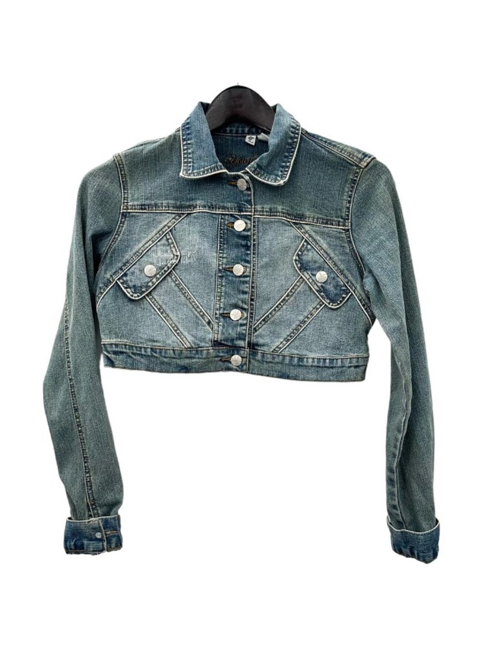Younique Trendy Stone Wash Cropped Denim Jacket Size Medium